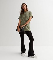 New Look Olive Fine Knit Long Curved Hem Top
